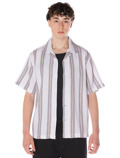 Textured Striped Camp Shirt