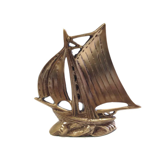 Antiqued Brass Sloop Sailboat Paperweight