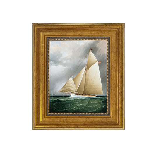 Racing Sloop Painting Print On Canvas in Gold Frame