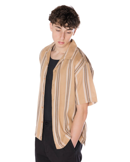Textured Striped Camp Shirt