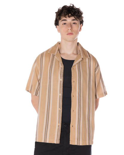 Textured Striped Camp Shirt