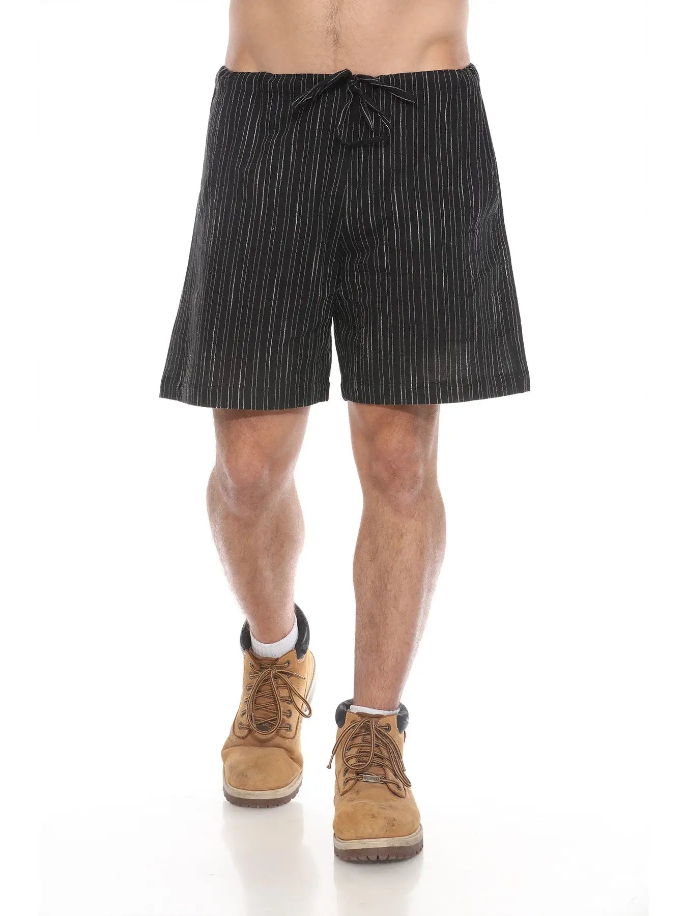 Striped Cotton Drawstring Shorts