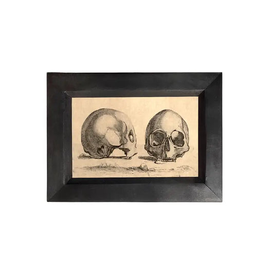 Pair of Skulls Print in Black Wooden Frame