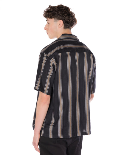 Textured Striped Camp Shirt