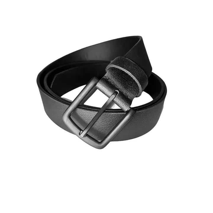 Leather Black Belt with Black Buckle