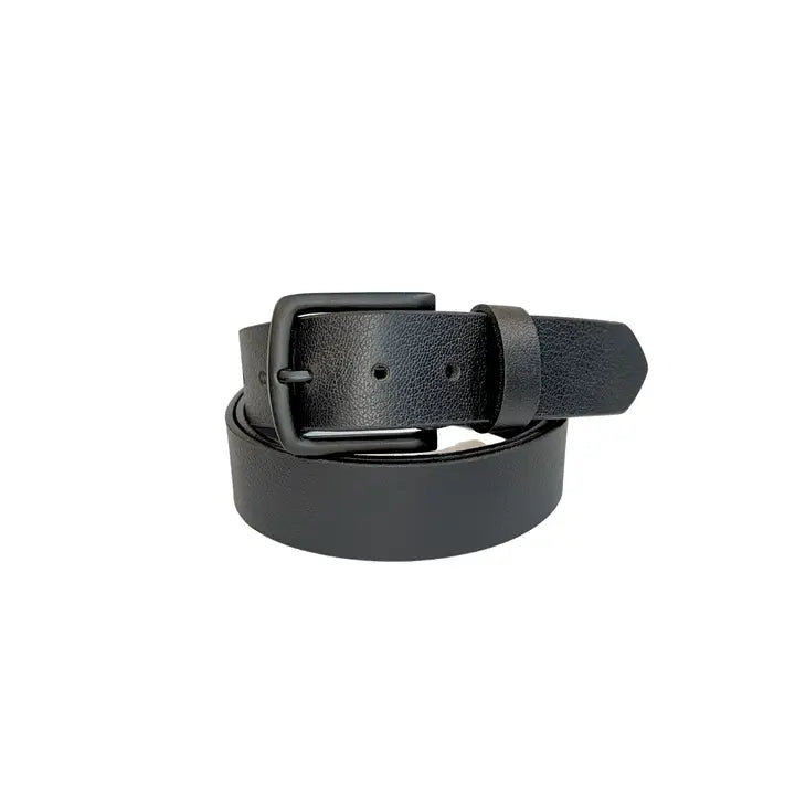 Leather Black Belt with Black Buckle