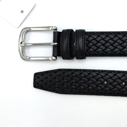Woven Black Leather Belt