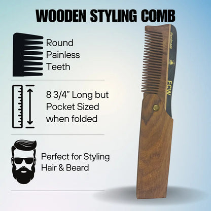 Handmade Folding Wooden Hair & Beard Comb
