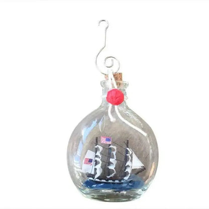 USS Constitution Model Ship in A Glass Bottle Christmas Ornament