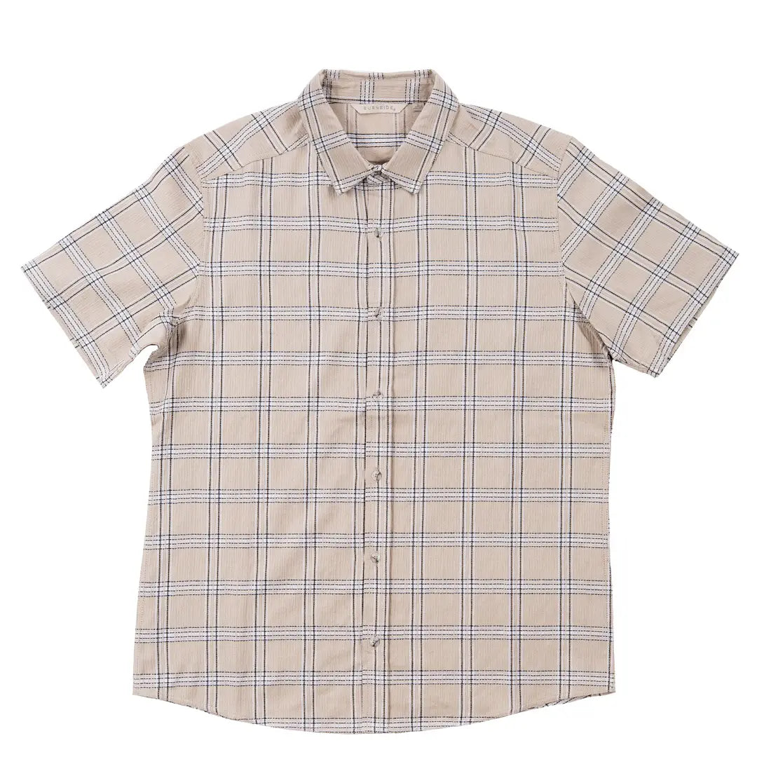 Crinkle Plaid Short Sleeve Button Down