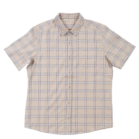 Crinkle Plaid Short Sleeve Button Down