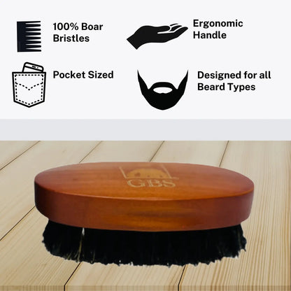 Travel Sized 100% Boar Bristle Beard Brush