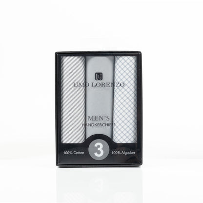 Men's Boxed Fancy Cotton Handkerchiefs 3pcs Set