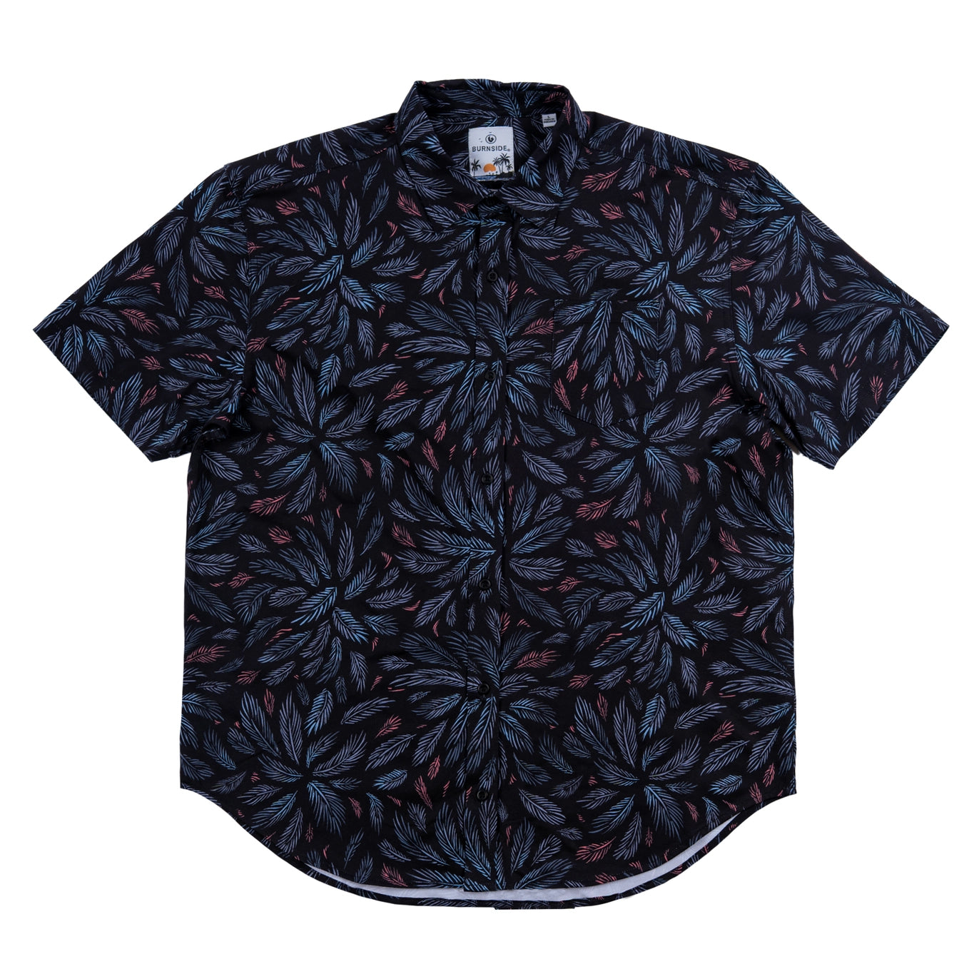 Dark Print Button Down Short Sleeve Shirt
