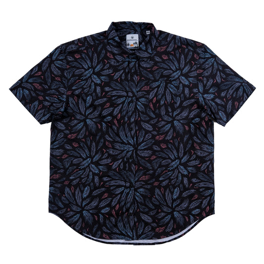 Dark Print Button Down Short Sleeve Shirt