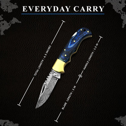 Blue Wood Handle Pocket Knife