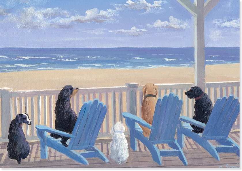 Dogs on Adirondack Chairs Note Cards