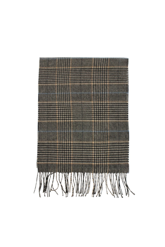 Camel Houndstooth Vegan Cashmere Scarf