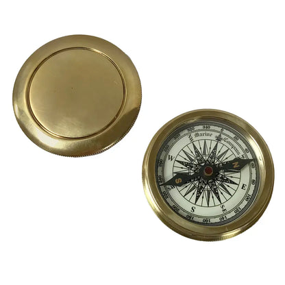 2-1/4" Solid Polished Brass Pocket Compass with Screw-On Lid