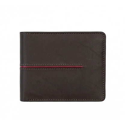 Leather Bifold Wallet with Trim Accents