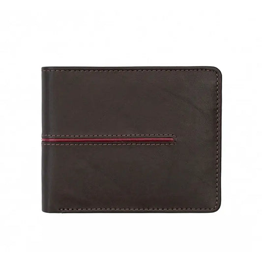 Leather Bifold Wallet with Trim Accents
