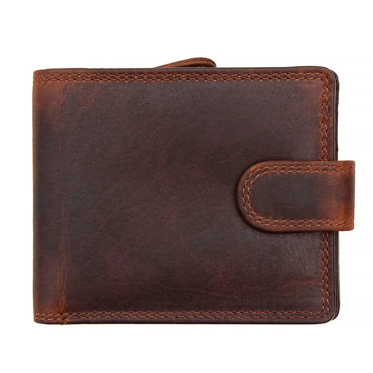 Brown Leather Bifold Wallet with Snap
