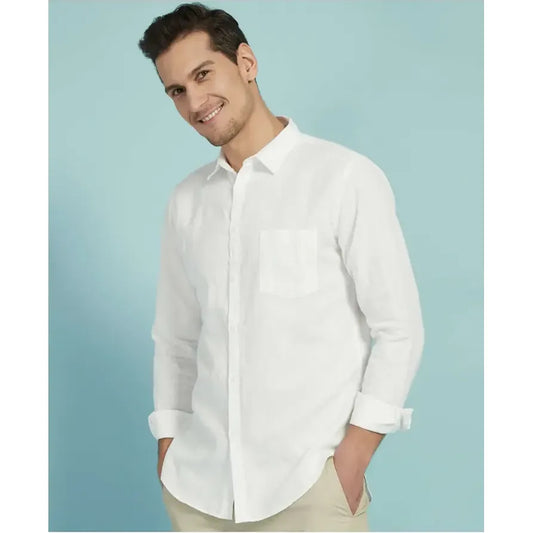 Slim White Linen Button Down Shirt