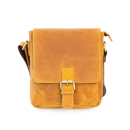 Fine Mustard Brown Leather Messenger Bag