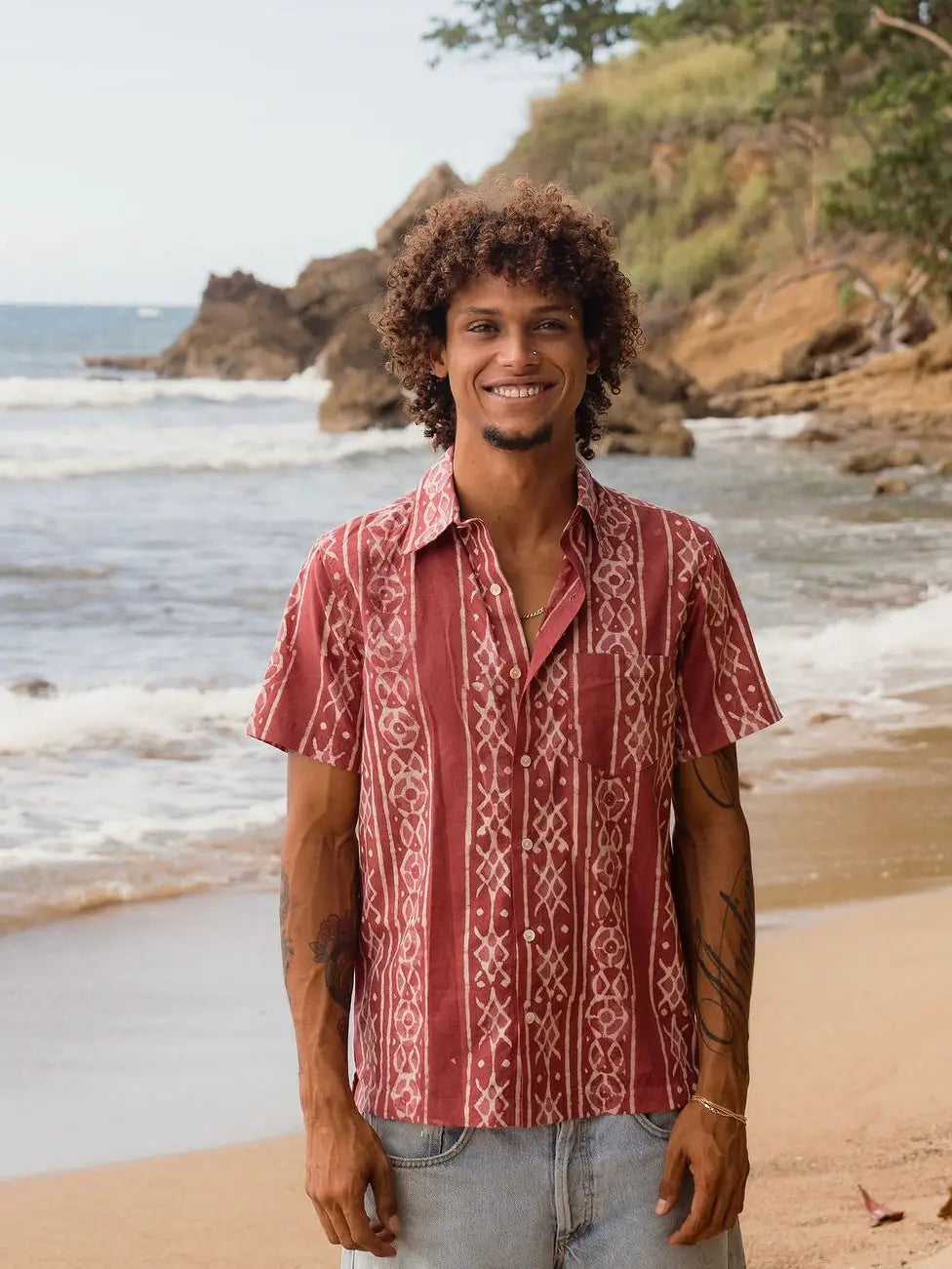 Organic Cotton Brick Mezcal Button Up