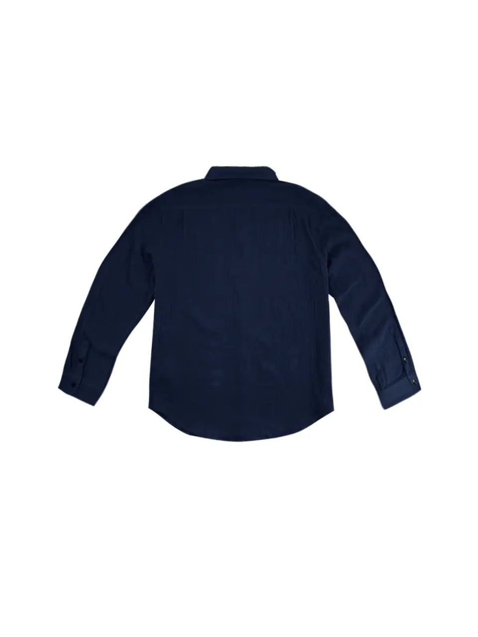 Navy Gauze Long Sleeve Button Down Shirt