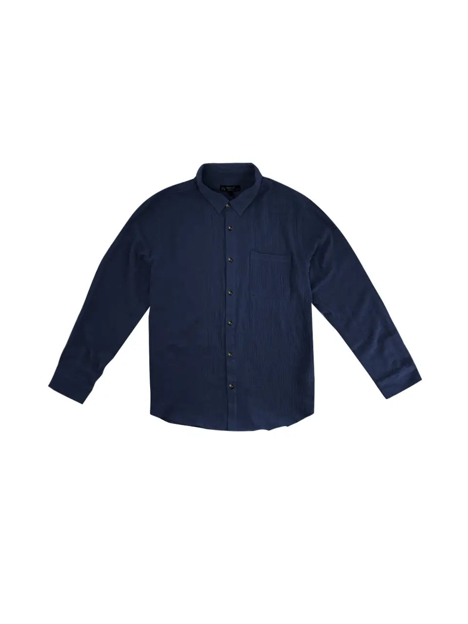 Navy Gauze Long Sleeve Button Down Shirt
