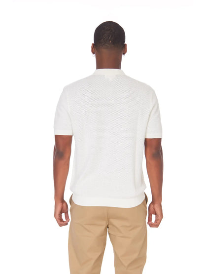 Off White Textured Polo Shirt