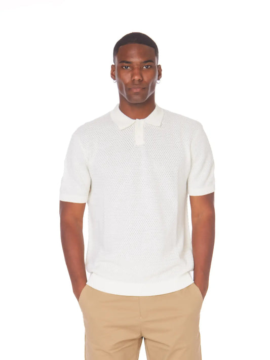 Off White Textured Polo Shirt