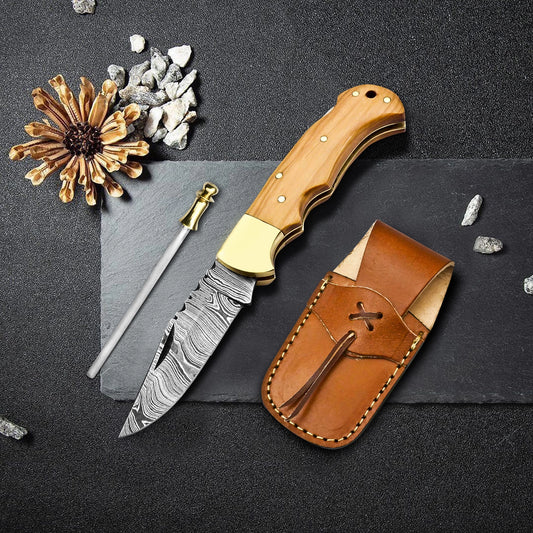 Olive Wood Handle Pocket Knife