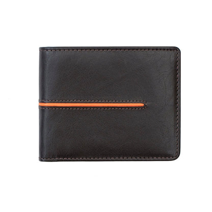 Leather Bifold Wallet with Trim Accents