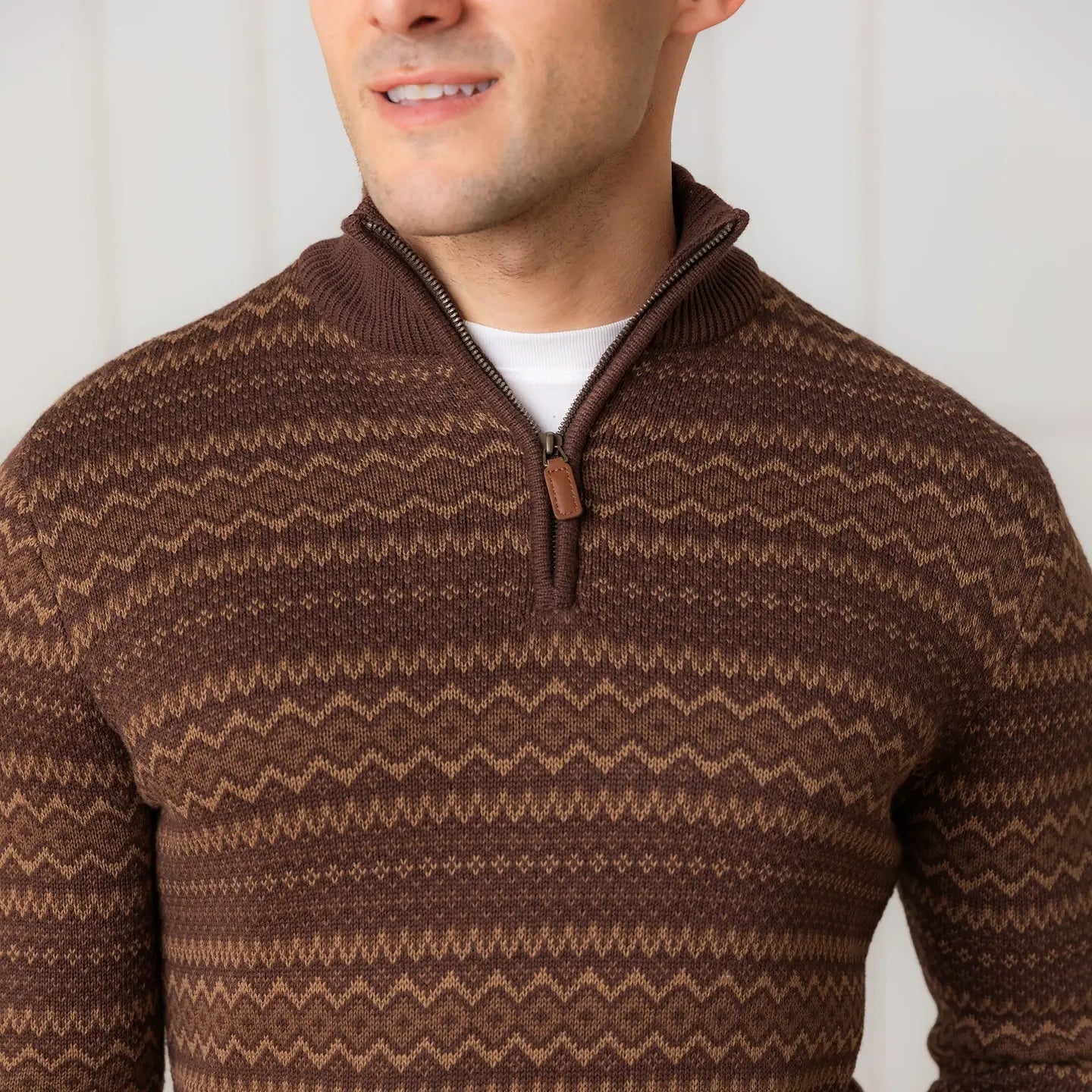 Organic Half Zip Pullover in Brown