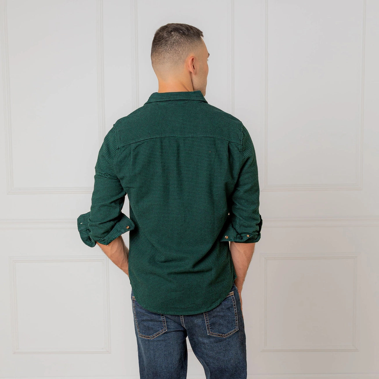 Green Herringbone Organic Flannel Shirt