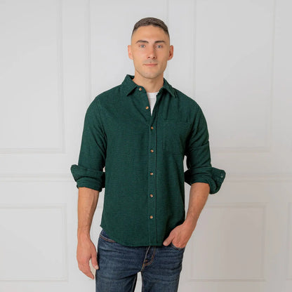 Green Herringbone Organic Flannel Shirt