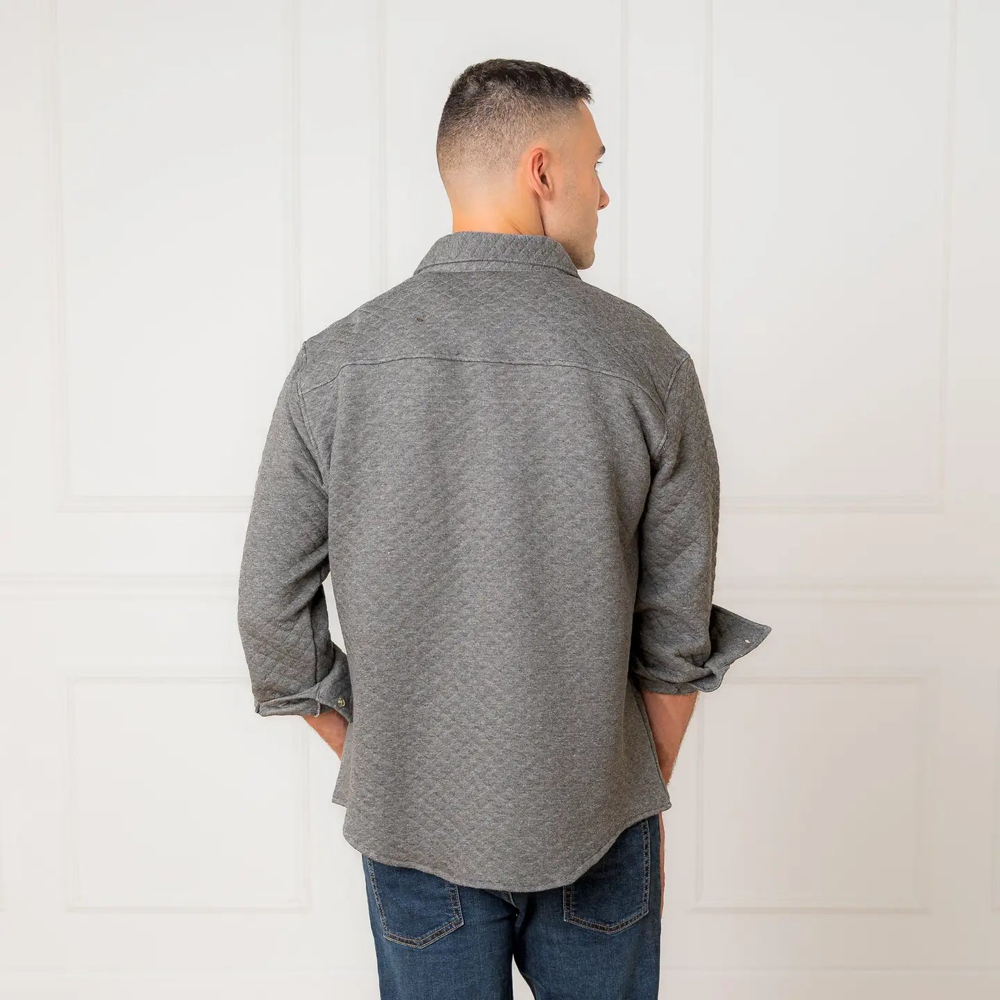 Gray Quilted Organic Cotton Button Down