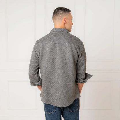 Gray Quilted Organic Cotton Button Down