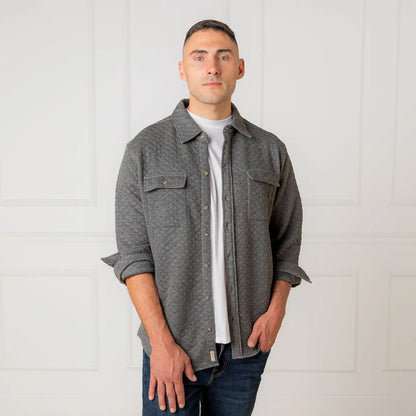 Gray Quilted Organic Cotton Button Down