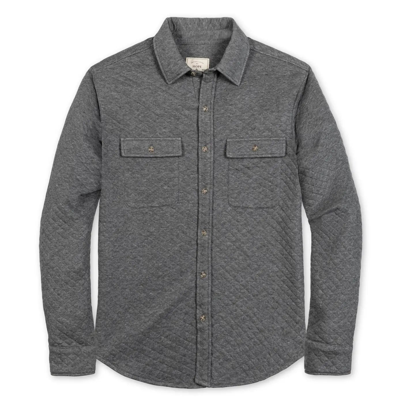 Gray Quilted Organic Cotton Button Down