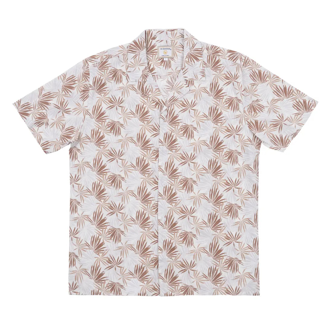 Printed Palm Button Down Short Sleeve Shirt