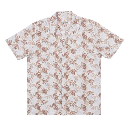 Printed Palm Button Down Short Sleeve Shirt
