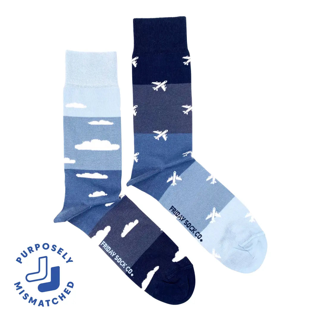 Mismatched Planes and Clouds Socks