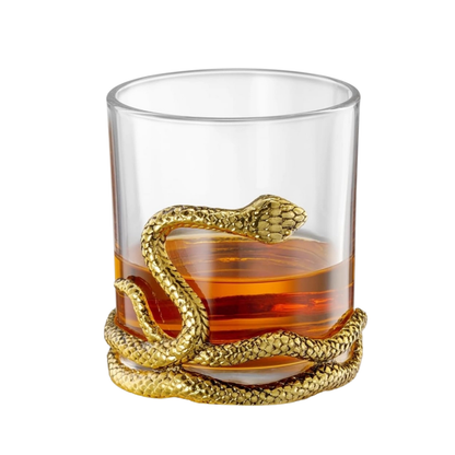 Gold Snake Low Ball Glass