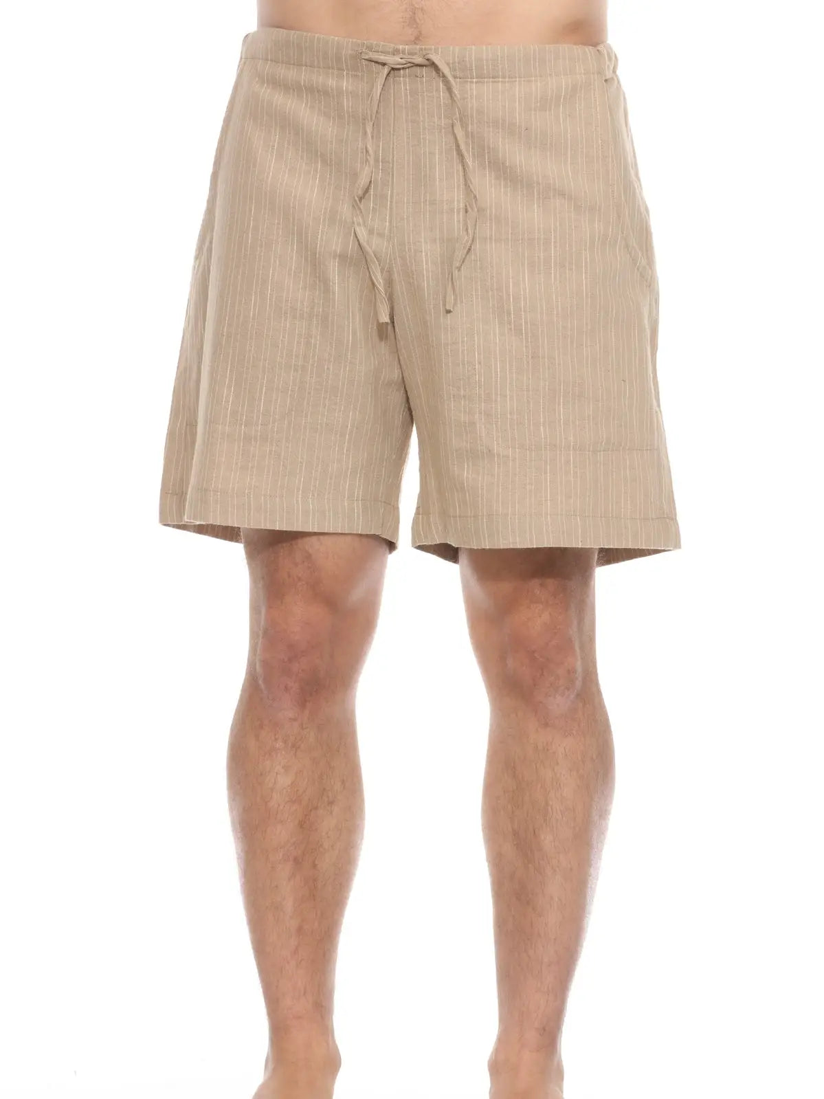 Striped Cotton Drawstring Shorts