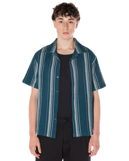 Textured Striped Camp Shirt