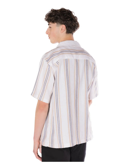 Textured Striped Camp Shirt
