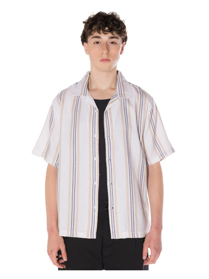 Textured Striped Camp Shirt